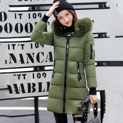 Women’s Fur Collar Hooded Parka Jacket - Slim & Warm