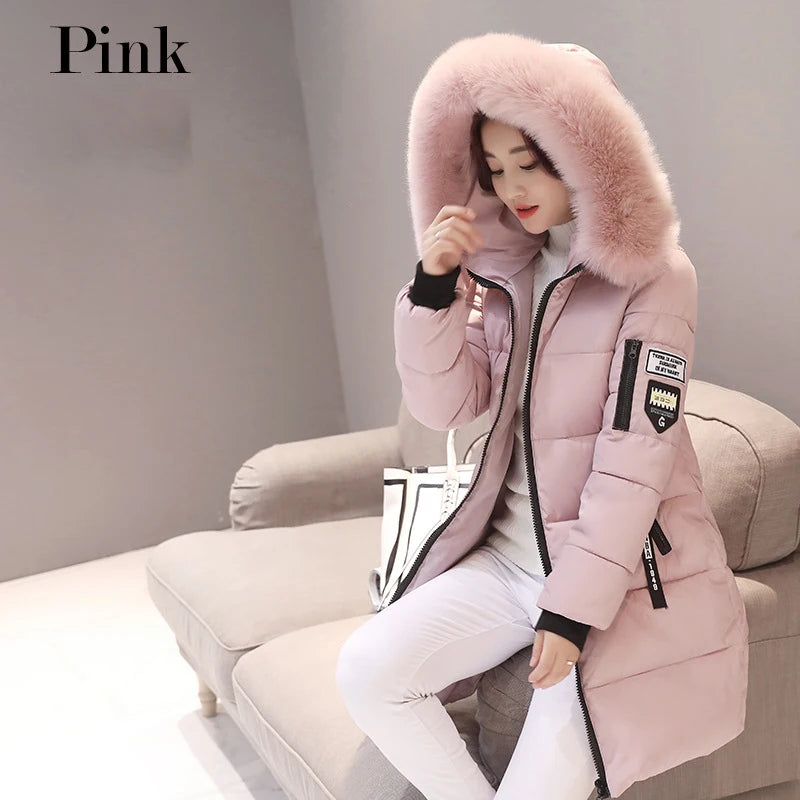 Women’s Fur Collar Hooded Parka Jacket - Slim & Warm