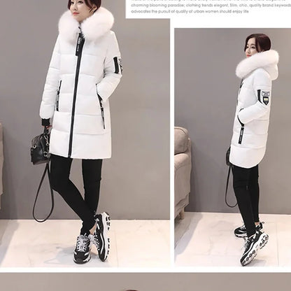 Women’s Fur Collar Hooded Parka Jacket - Slim & Warm