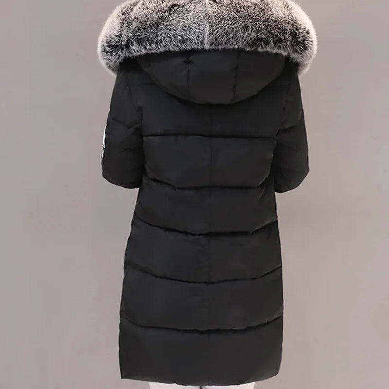 Women’s Fur Collar Hooded Parka Jacket - Slim & Warm