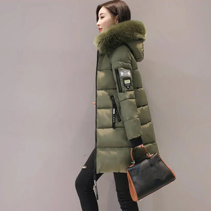 Women’s Fur Collar Hooded Parka Jacket - Slim & Warm