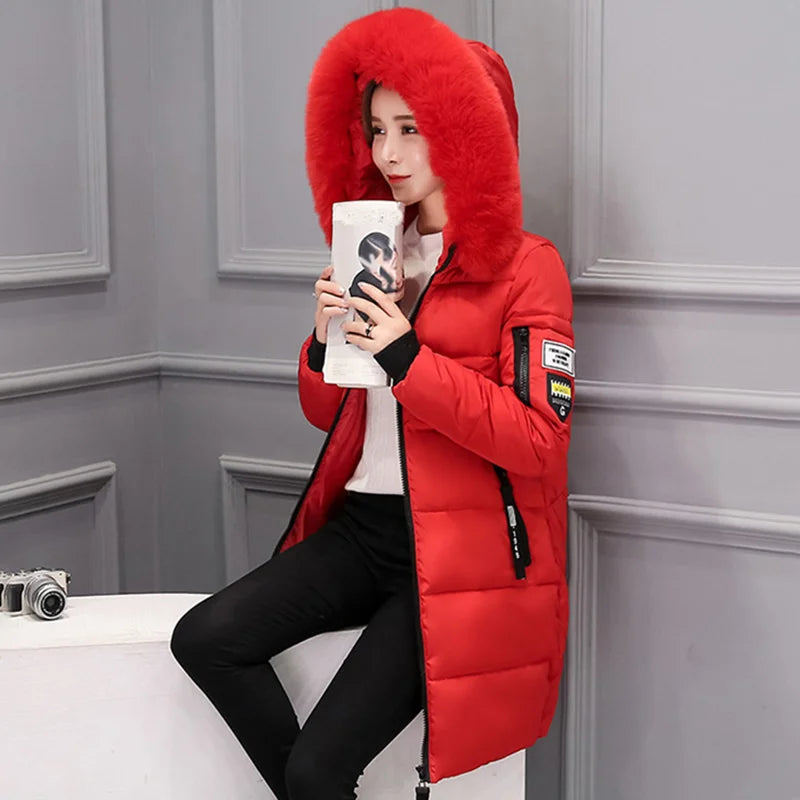 Women’s Fur Collar Hooded Parka Jacket - Slim & Warm