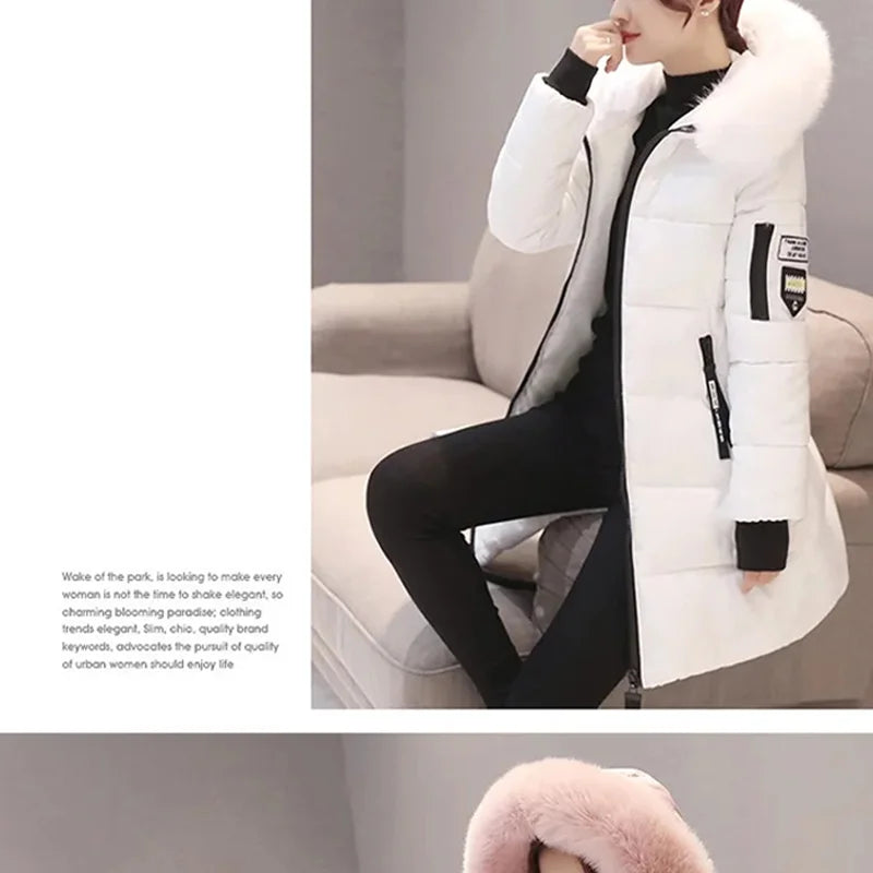 Women’s Fur Collar Hooded Parka Jacket - Slim & Warm