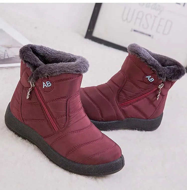 Snow Women Boots Waterproof Zipper Fur Winter