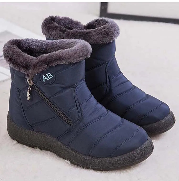 Snow Women Boots Waterproof Zipper Fur Winter