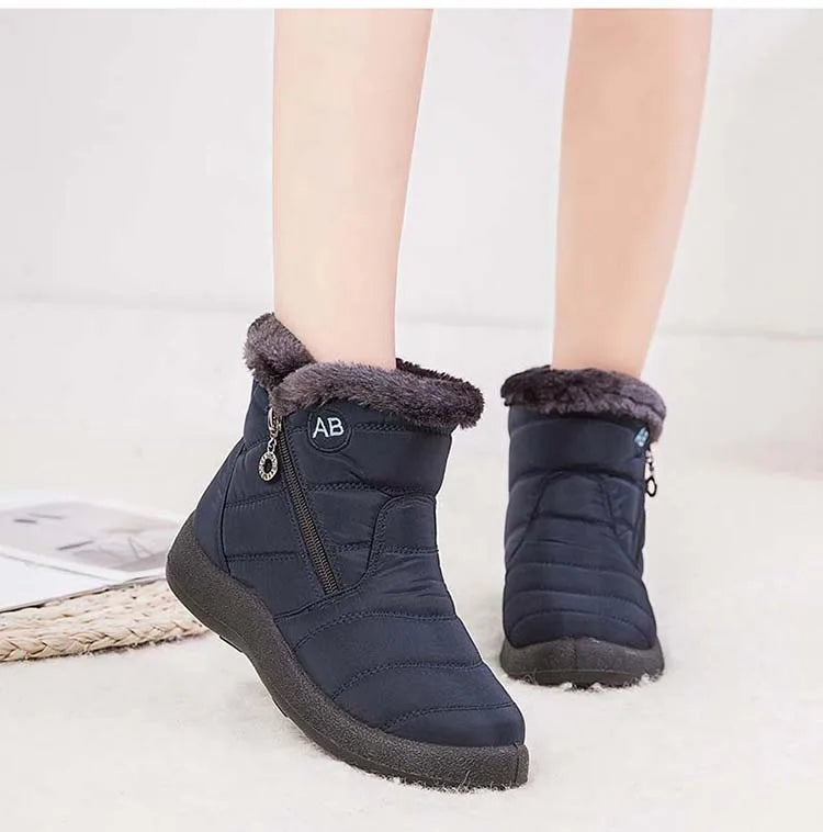 Snow Women Boots Waterproof Zipper Fur Winter