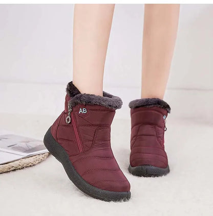 Snow Women Boots Waterproof Zipper Fur Winter