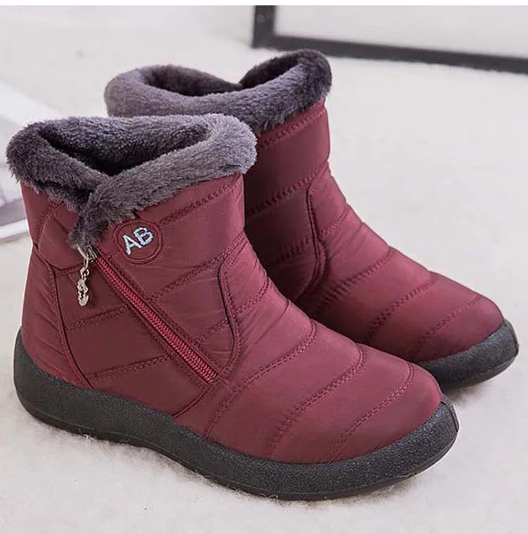 Snow Women Boots Waterproof Zipper Fur Winter