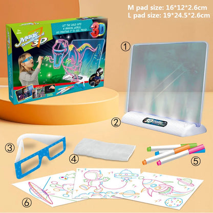 3D Magic Drawing Pad LED Colorful Painting