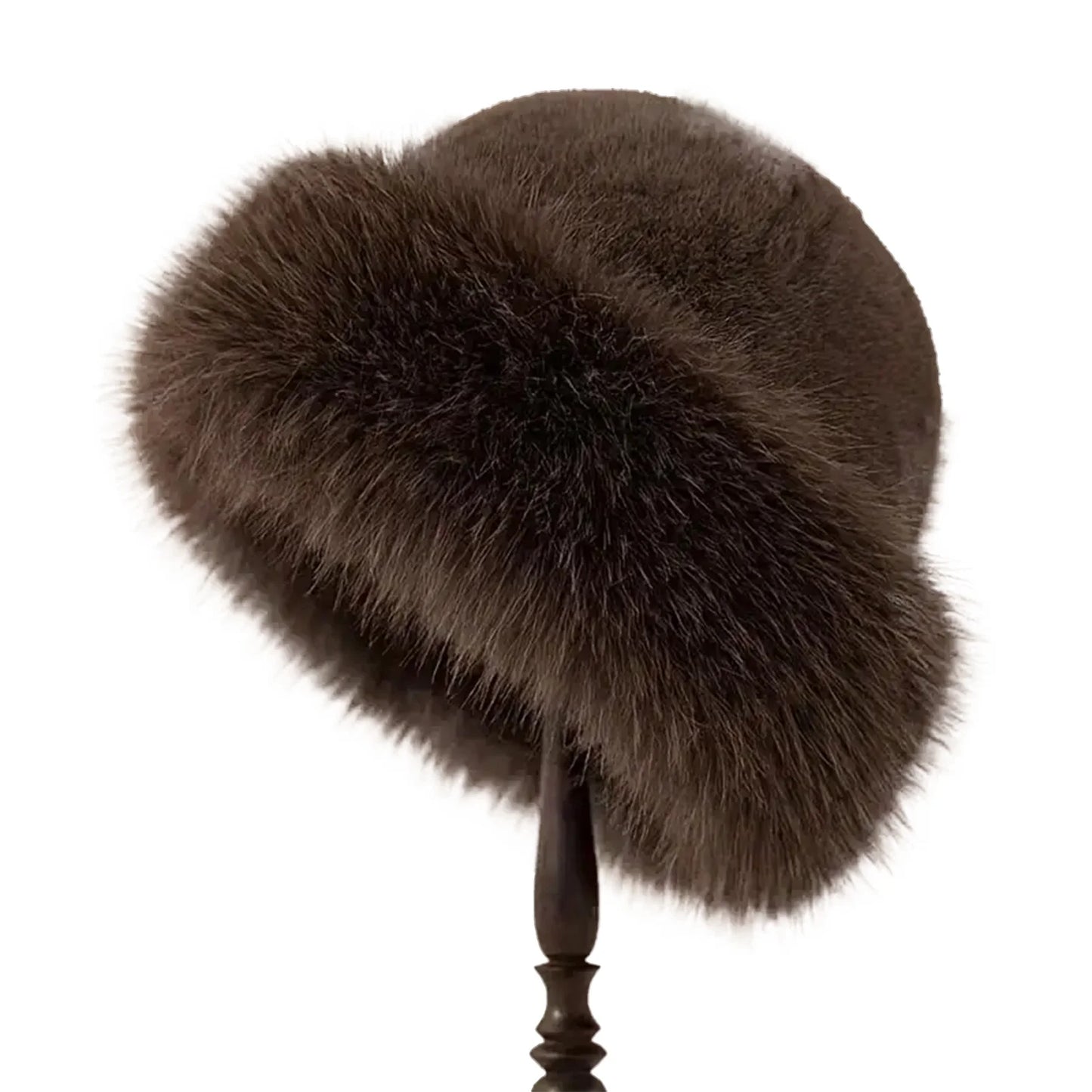 Plush warm fur hat for women, thick winter beanie for cold weather and outdoor activities