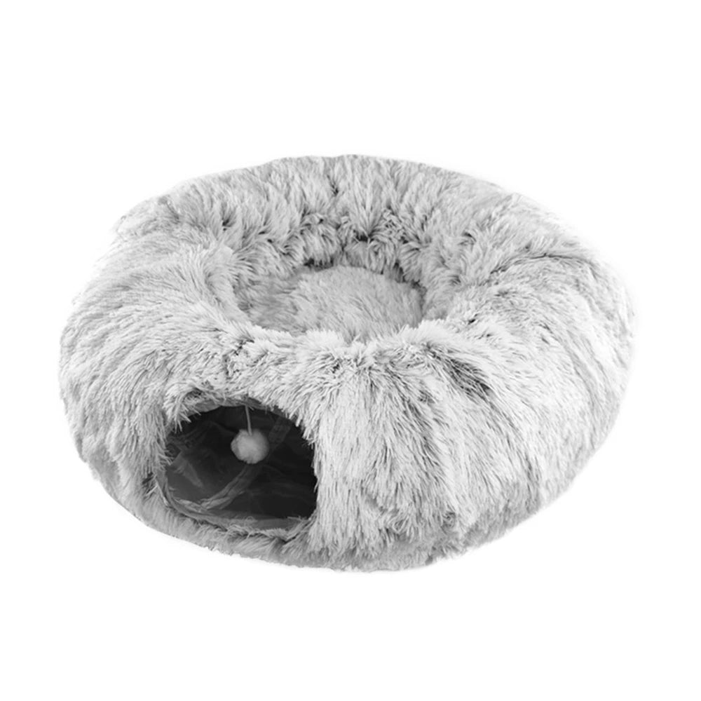 Soft Plush Cat Tunnel Bed with Mat – Non-slip Playground Tube for Kittens and Puppies Softsnuggle