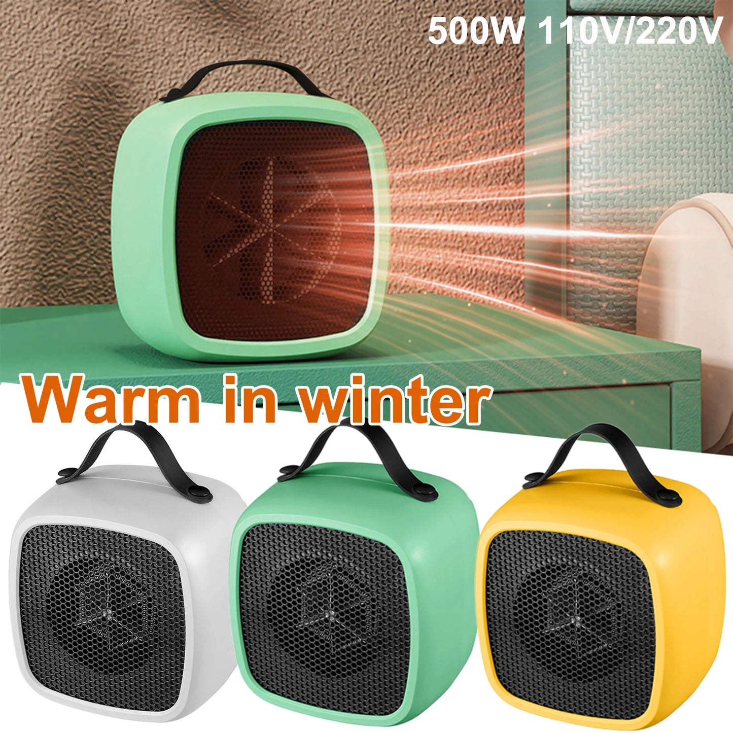 Mini Electric Space Heater 500W with PTC Safety