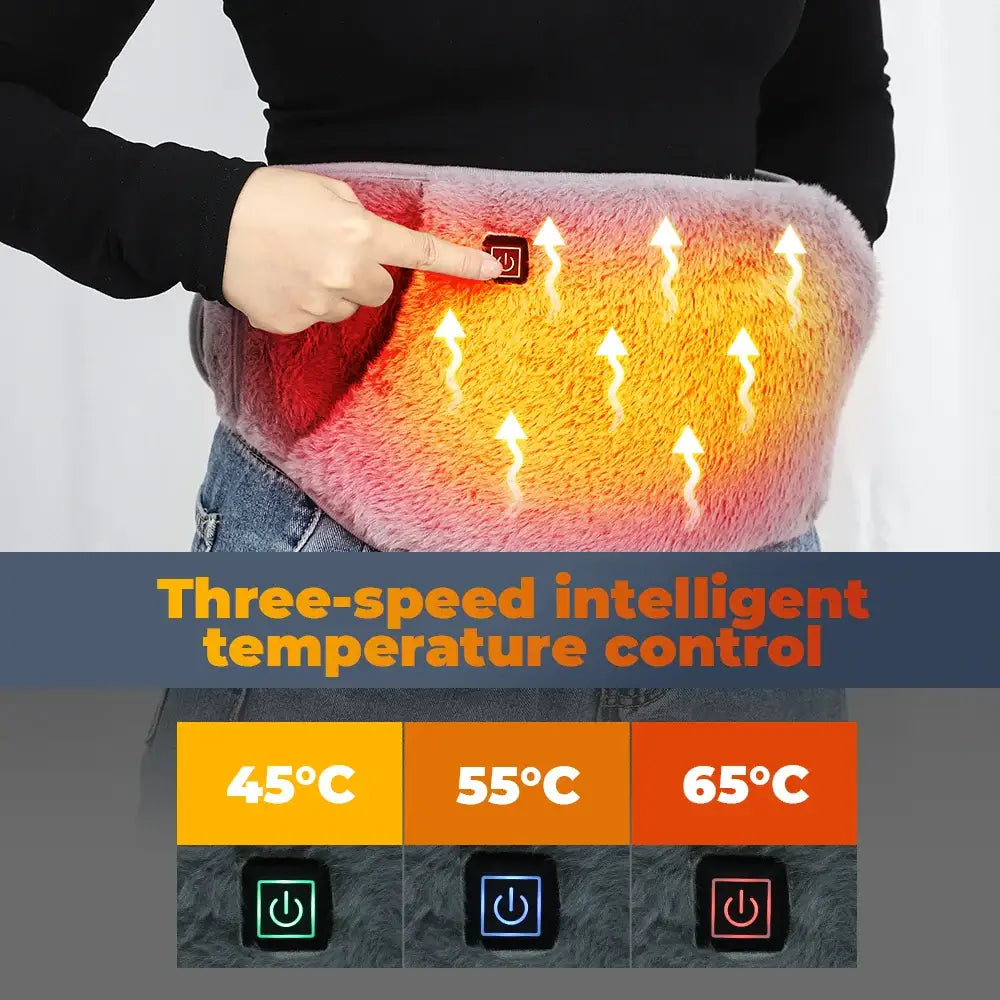 Woman using graphene heating pad for warmth