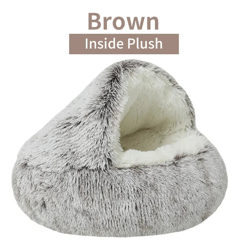 Winter Plush 2-in-1 Pet Cat Bed