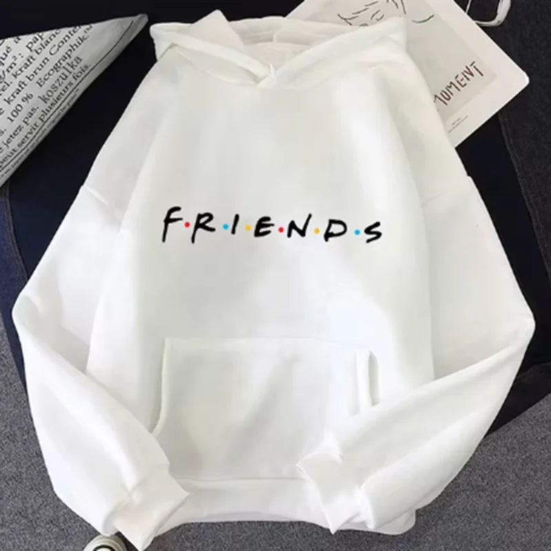 Women Friends Print Hoodie Casual Pullover