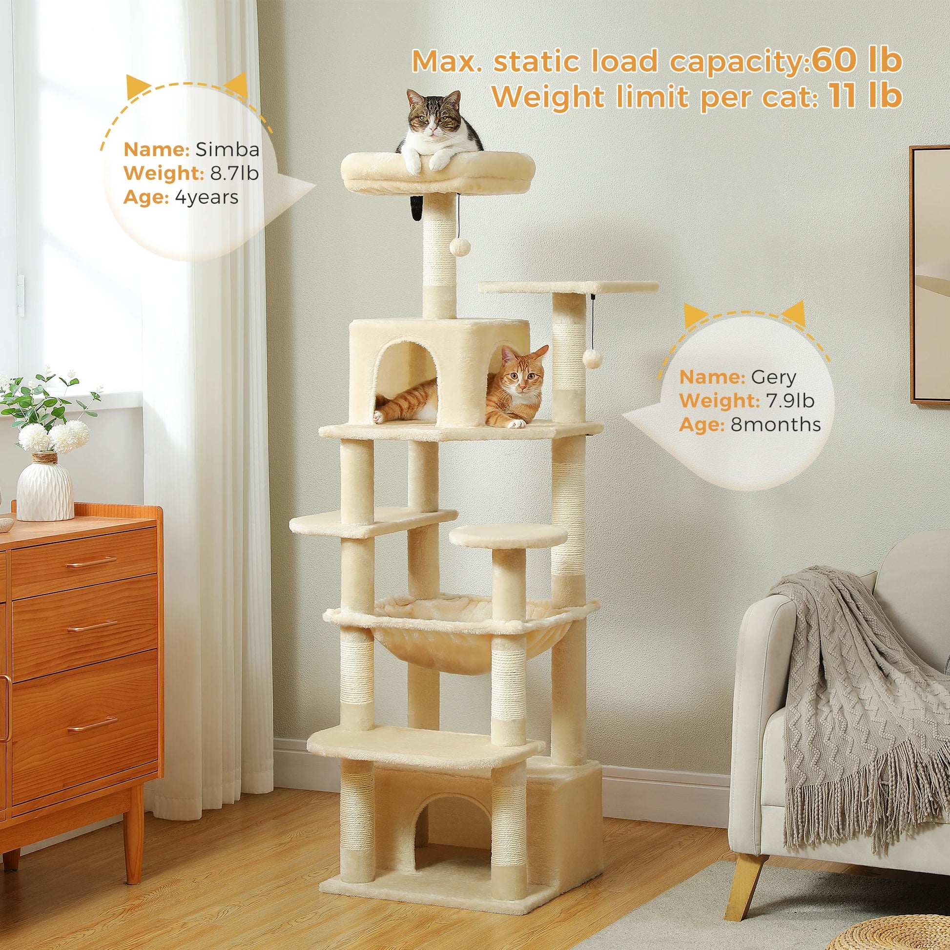 Large Cat Tree with Cozy Perches - Soft Snuggle