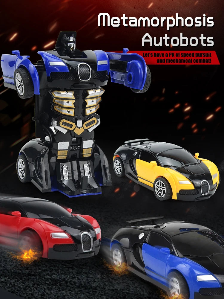 Transforming Car Robot Push and Go Race Car Toy