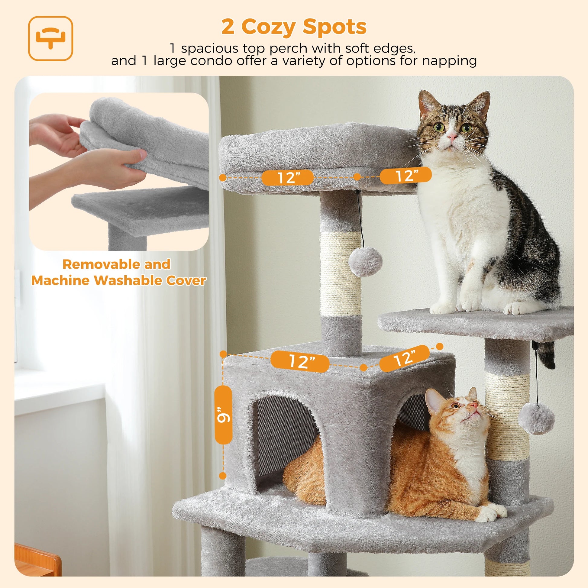 Large Cat Tree with Cozy Perches - Soft Snuggle