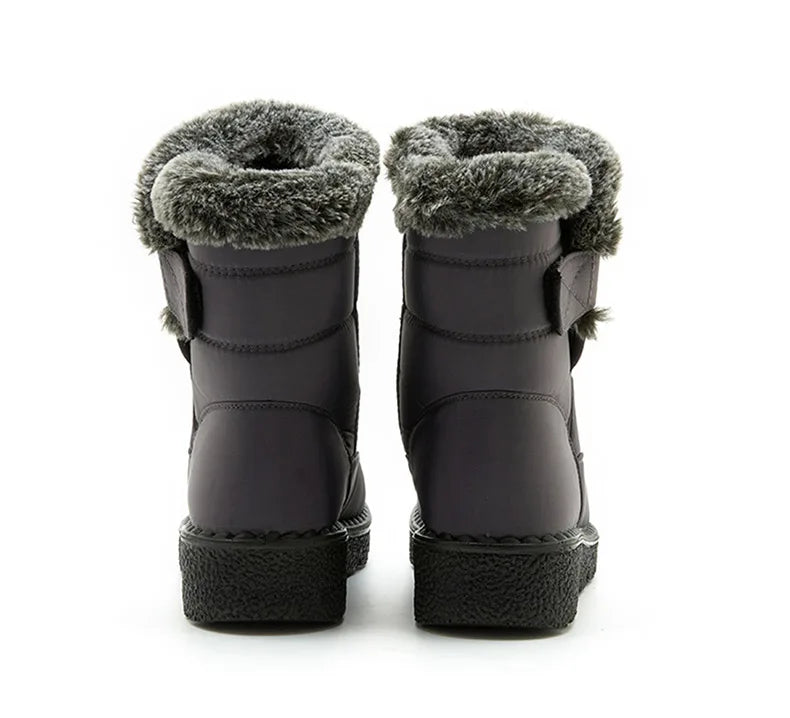 Women's 2025 Winter Snow Boots – Waterproof, fur-lined, ankle-high with low wedge heels