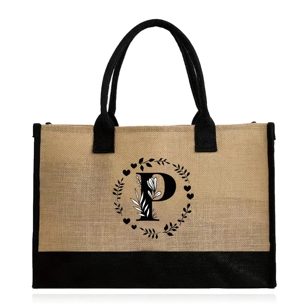 Large Capacity Jute Burlap Tote Bag