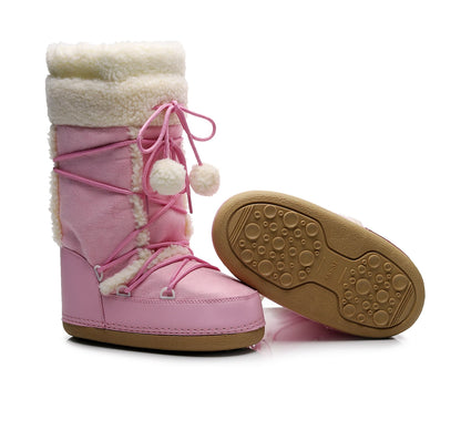 Women's Pink Winter Snow Boots – Cold-proof, Slip-resistant