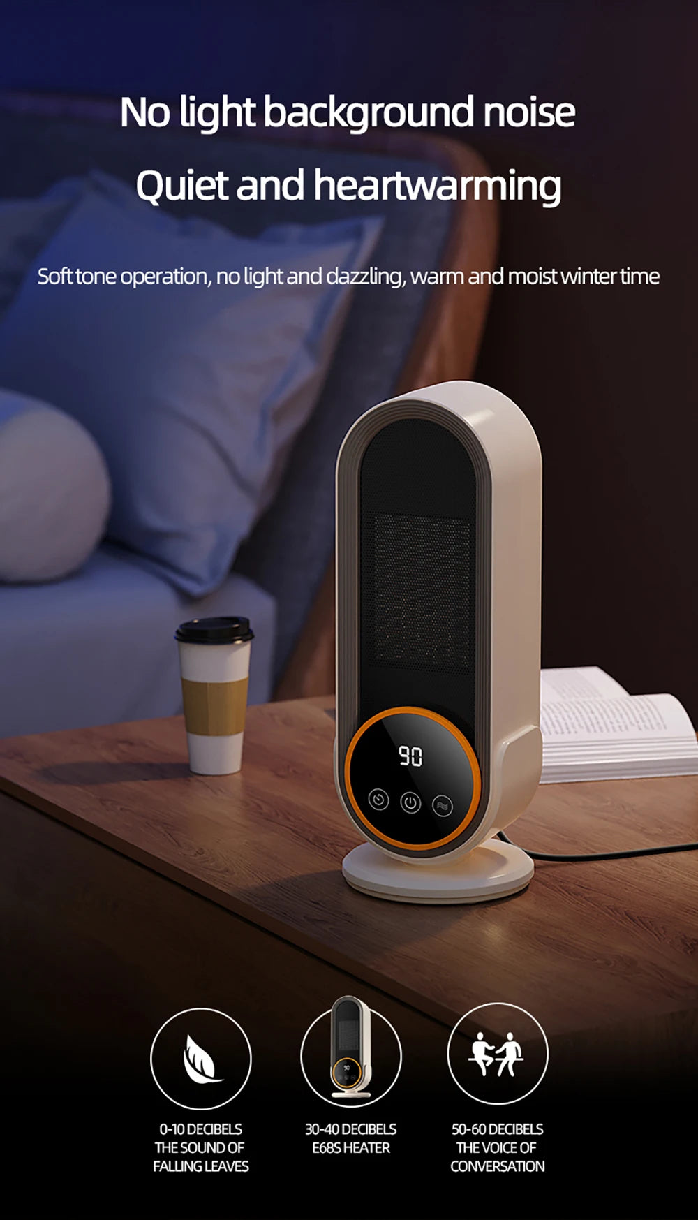 Portable Space Heater with Touch Screen, Remote, 3 Speeds