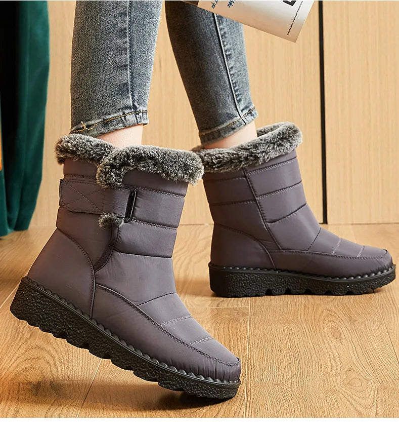 Women's Waterproof Snow Boots with Fur – 2025 Winter Ankle Boots