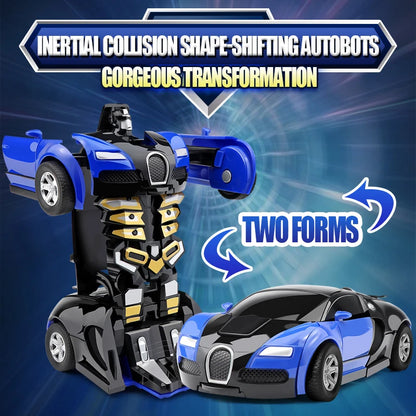 Transforming Car Robot Push and Go Race Car Toy