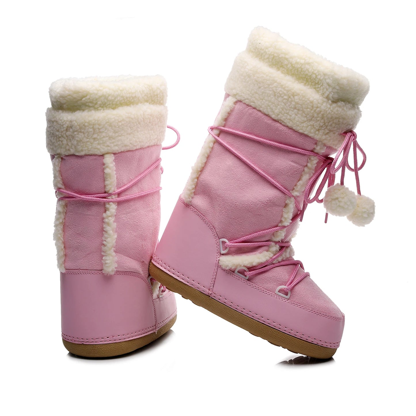 Women's Pink Winter Snow Boots – Cold-proof, Slip-resistant