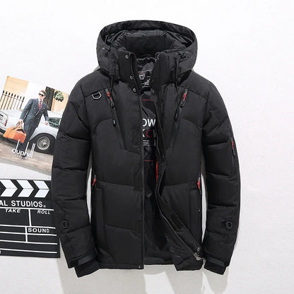 Men’s White Duck Down Hooded Puffer Jacket