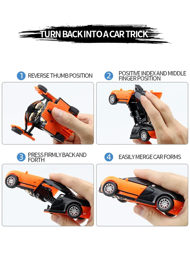 Transforming Car Robot Push and Go Race Car Toy