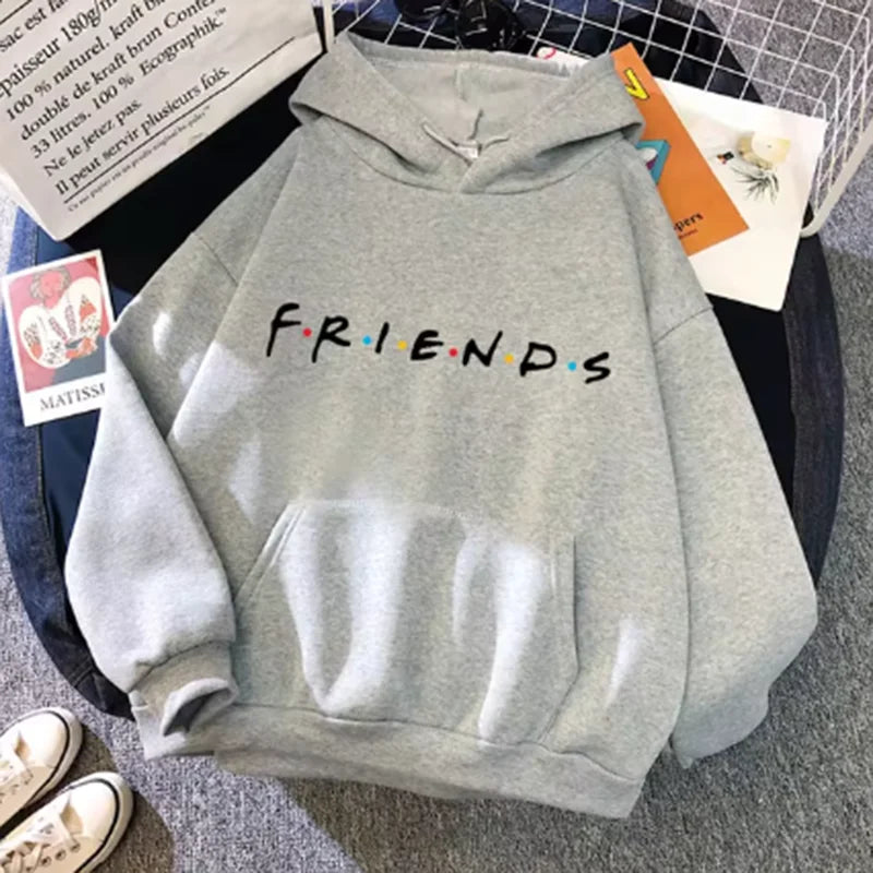 Women Friends Print Hoodie Casual Pullover