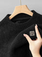 Winter Men's Fleece Embroidered O-Neck Sweater