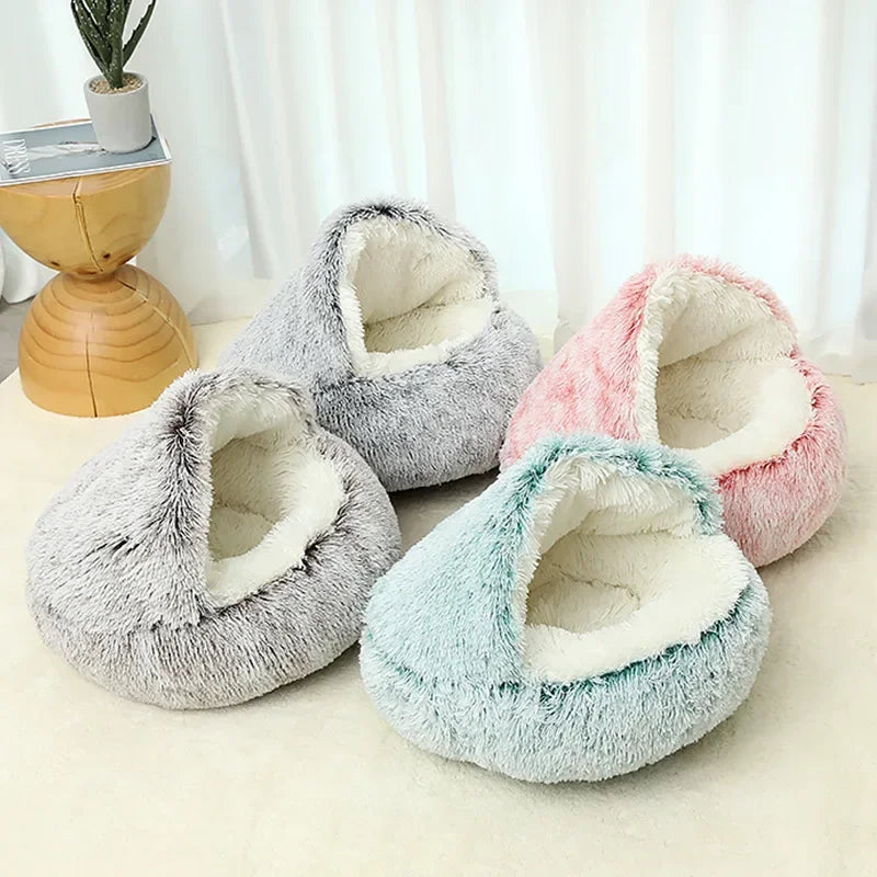 Winter Plush 2-in-1 Pet Cat Bed