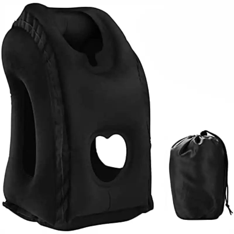 SoftSnuggle Inflatable travel pillow with headrest and chin support