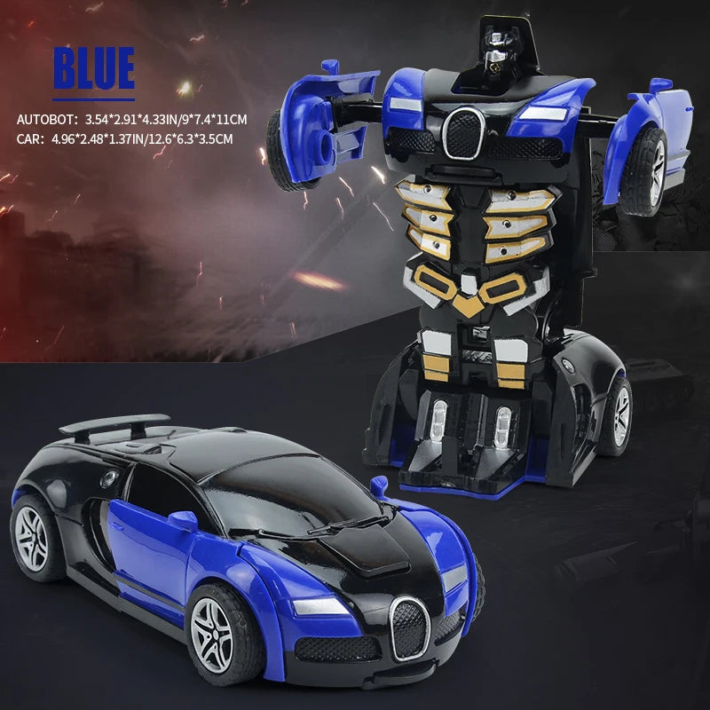 Transforming Car Robot Push and Go Race Car Toy