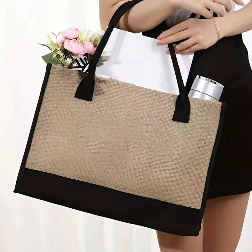 Large Capacity Jute Burlap Tote Bag