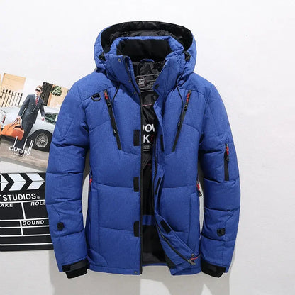 Men’s White Duck Down Hooded Puffer Jacket