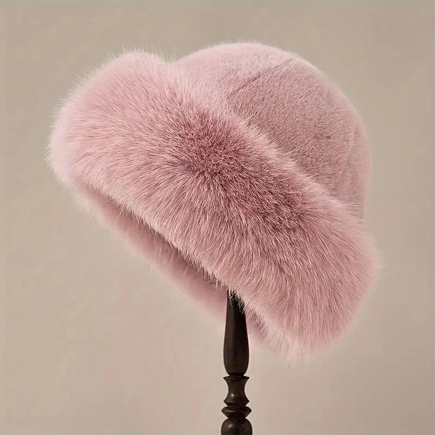 Plush warm fur hat for women, thick winter beanie for cold weather and outdoor activities