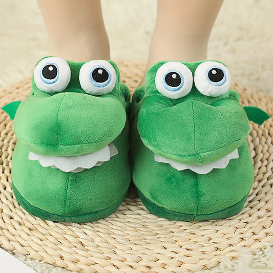 Cartoon crocodile slippers with moving mouth Soft snuggle