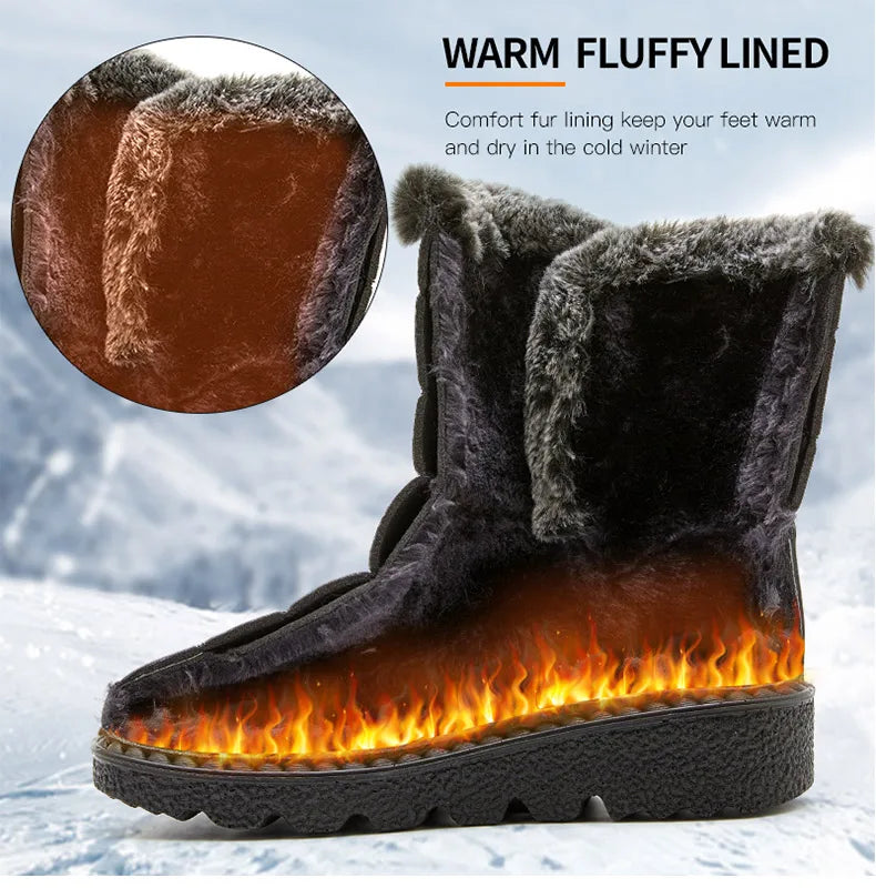 Women's Waterproof Snow Boots with Fur – 2025 Winter Ankle Boots