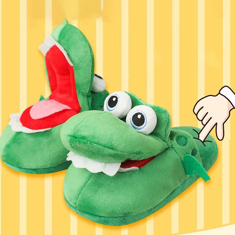 Cartoon Crocodile Moving Mouth Cotton Slippers