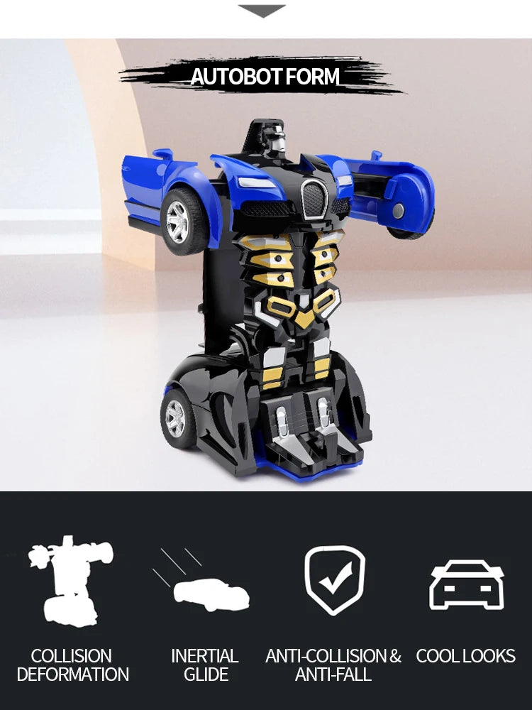 Transforming Car Robot Push and Go Race Car Toy