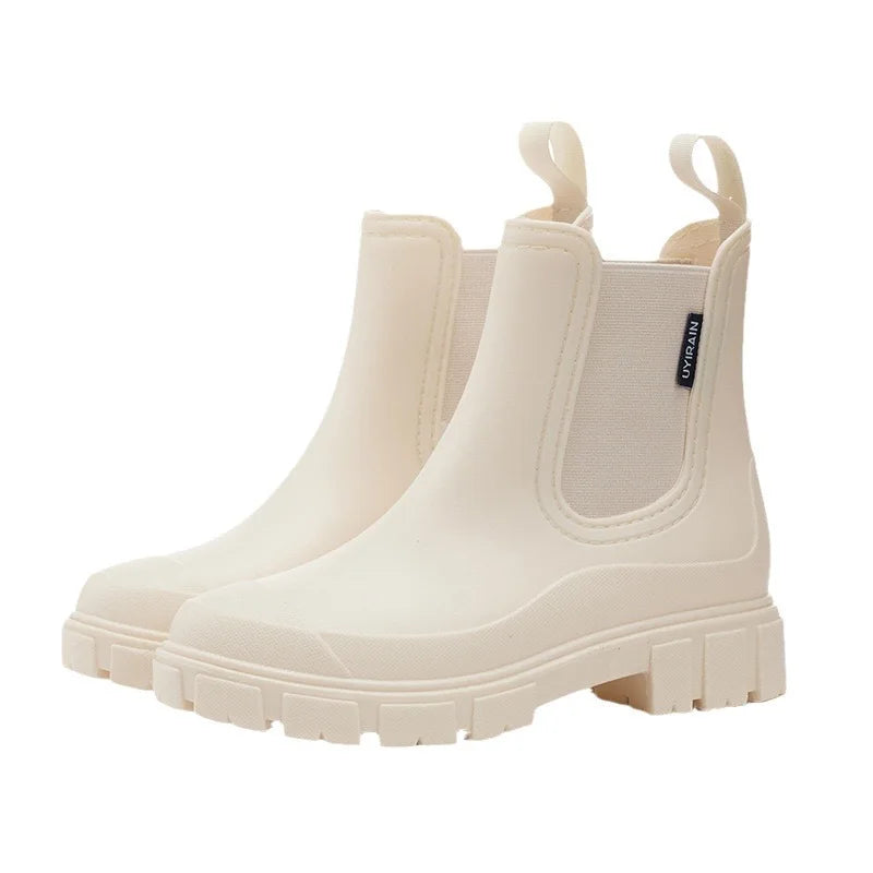 Women Waterproof Elastic Ankle Rain Boots