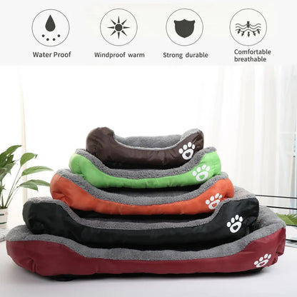 Large Plush Dog Bed - Waterproof Cushion