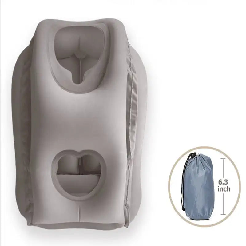 SoftSnuggle Inflatable travel pillow with headrest and chin support