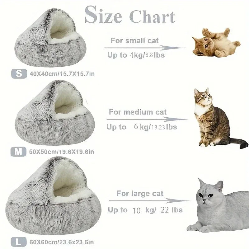 Winter Plush 2-in-1 Pet Cat Bed