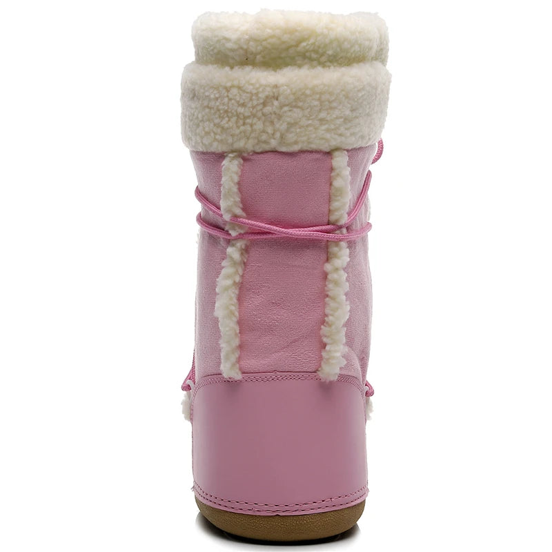 Women's Mid-Calf Winter Snow Boots – Plush-lined, slip-resistant with cross-tied design