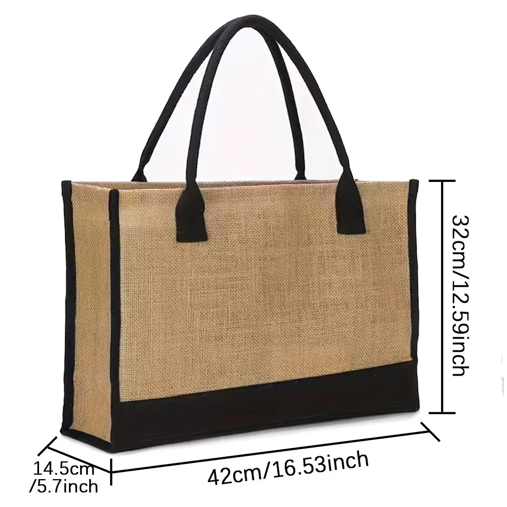 Large Capacity Jute Burlap Tote Bag