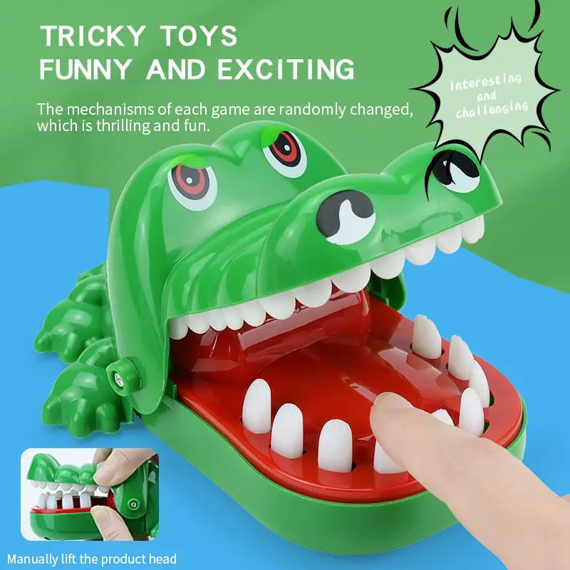 Crocodile Teeth Toy for kids, fun alligator biting game, perfect for pranks and party games. Paired with Soft Snuggle blanket for cozy playtime.